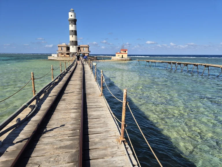 Daedalus reef pier and lighthouse, Red Sea