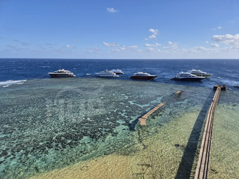 Boats at Daedalus reef, Red Sea