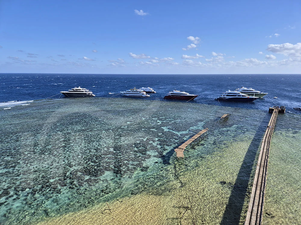 liveaboards anchored at daedalus reef, red sea